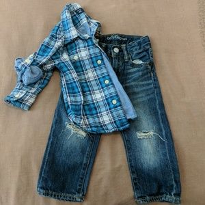 Baby Gap flannel button up w/distressed jeans